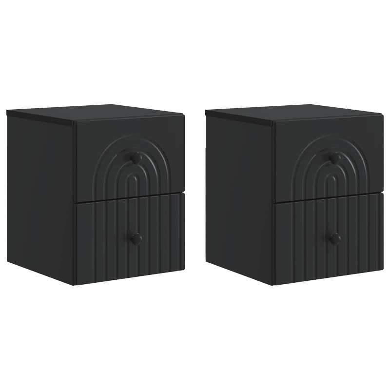 Wisząca Szafka Nocna z szufladą 2 pcs Czarny 33 x 34,5 x 40 cm