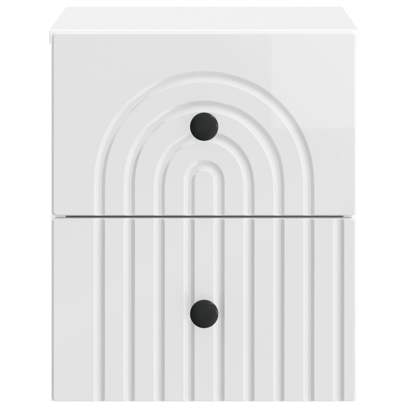 Wisząca Szafka Nocna z szufladą 2 pcs Biały wysoki połysk