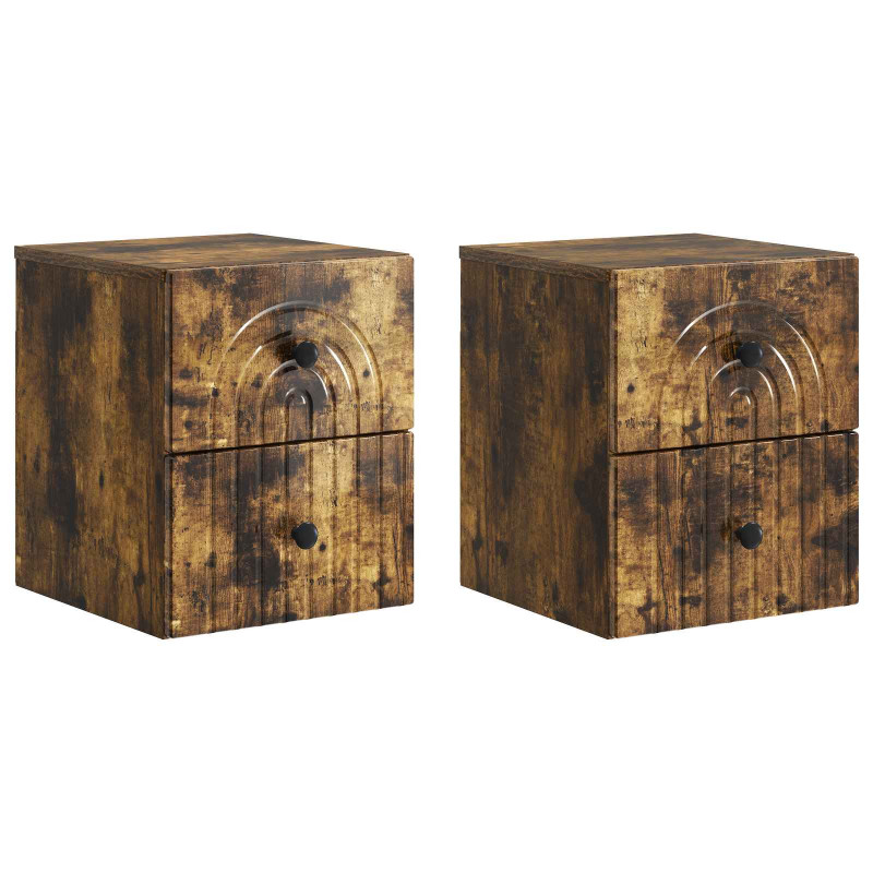 Wisząca Szafka Nocna 2 pcs Dąb wędzony 33 x 34,5 x 40 cm