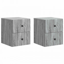 Wisząca Szafka Nocna 2 pcs Szary Sonoma 33 x 34,5 x 40 cm