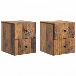 Wisząca Szafka Nocna 2 pcs Stare drewno 33 x 34,5 x 40 cm