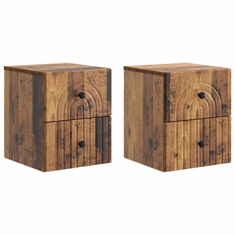 Wisząca Szafka Nocna 2 pcs Stare drewno 33 x 34,5 x 40 cm