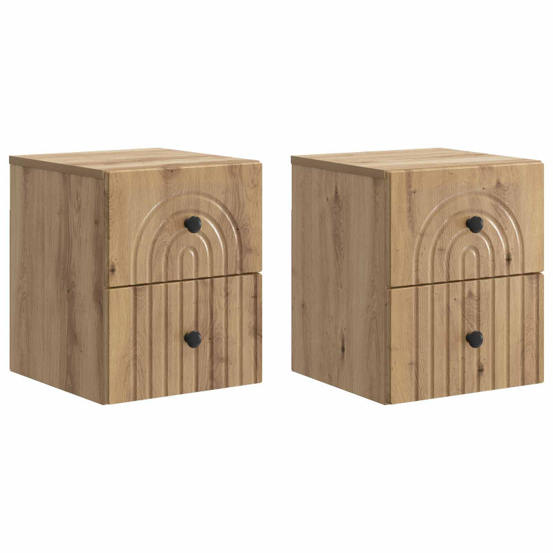 Wisząca Szafka Nocna 2 pcs Dąb artisan 33 x 34,5 x 40 cm