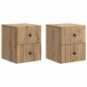 Wisząca Szafka Nocna 2 pcs Dąb artisan 33 x 34,5 x 40 cm