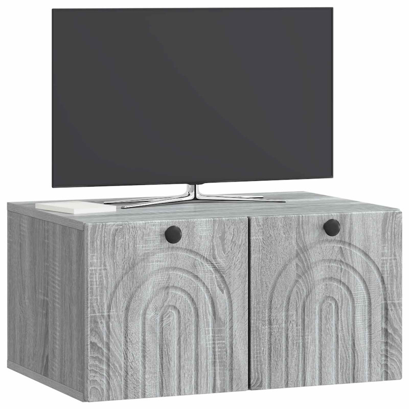 Szafka RTV montowana na ścianie Szary Sonoma 59,5 x 41 x 30 cm