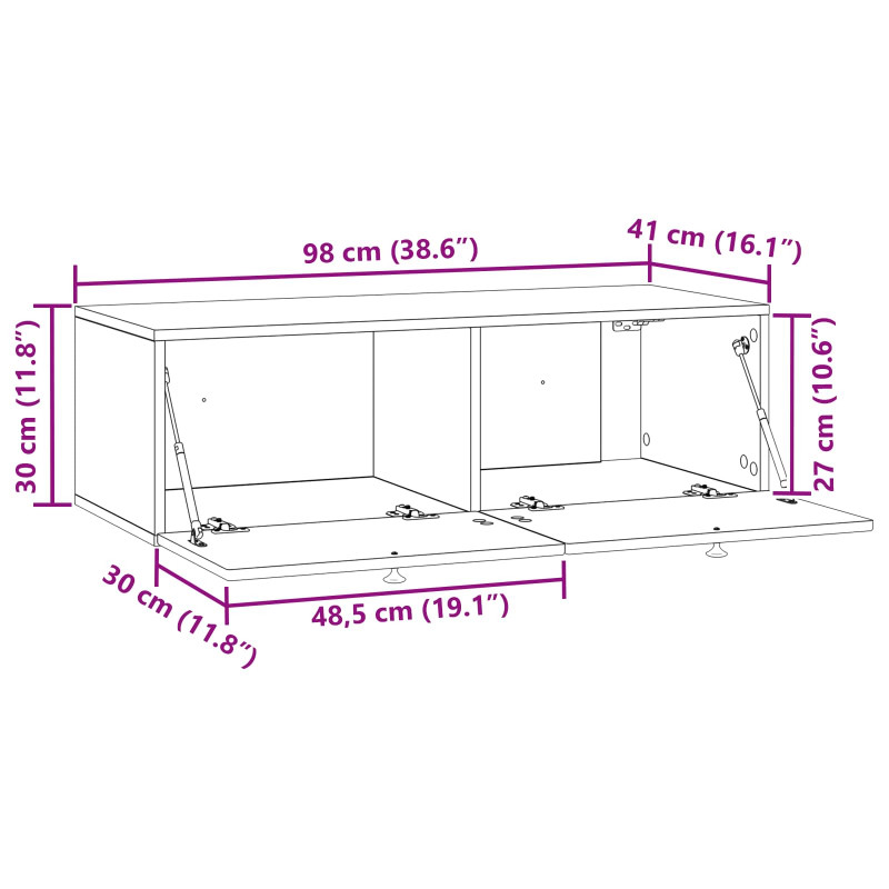 Szafka RTV montowana na ścianie Szary Sonoma 99 x 41 x 30 cm