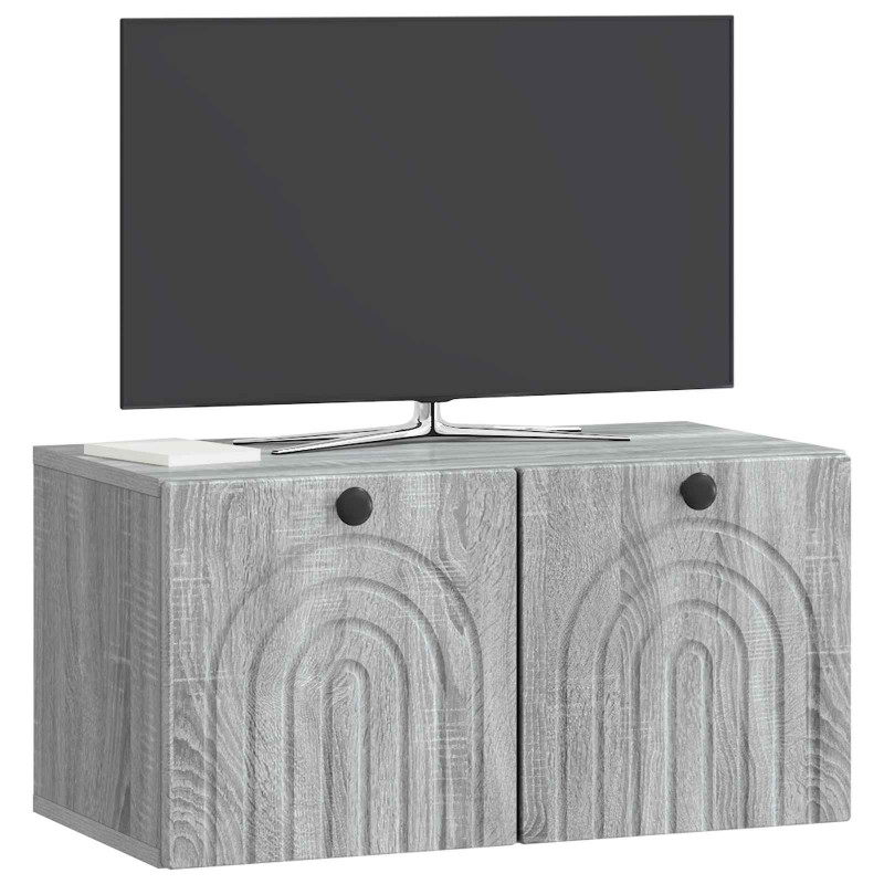Szafka RTV montowana na ścianie Szary Sonoma 59,5 x 31 x 30 cm