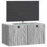 Szafka RTV montowana na ścianie Szary Sonoma 59,5 x 31 x 30 cm