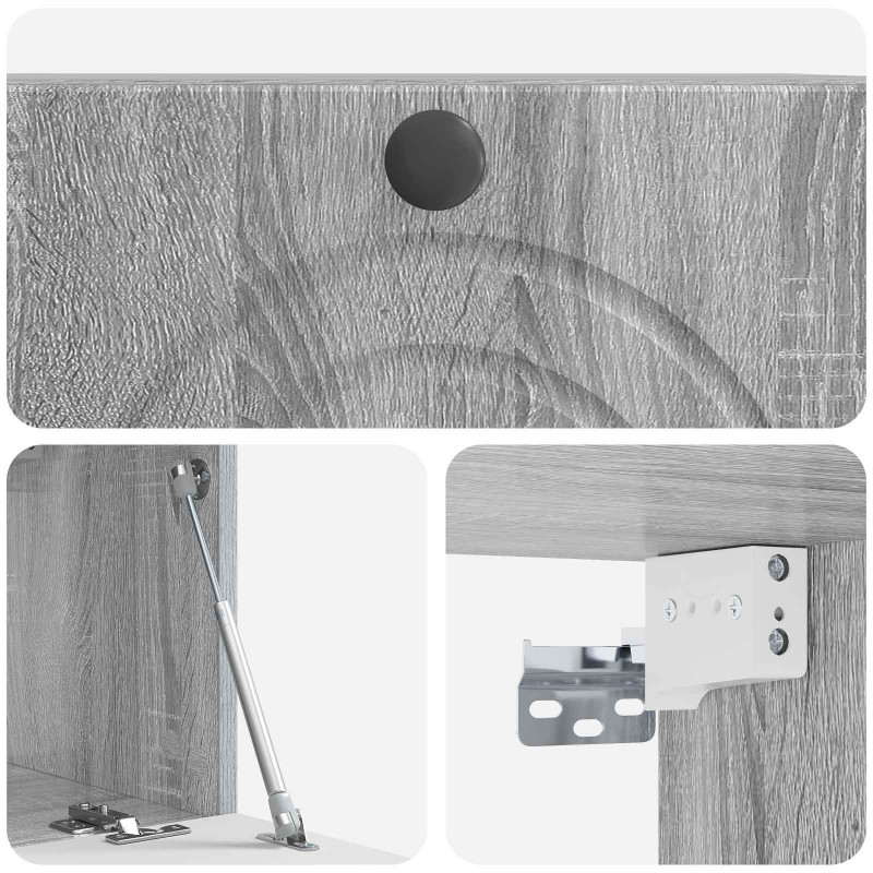 Szafka RTV montowana na ścianie Szary Sonoma 59,5 x 31 x 30 cm