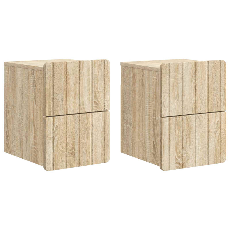 Wisząca Szafka Nocna 2 pcs dąb Sonoma 33 x 34,5 x 43 cm