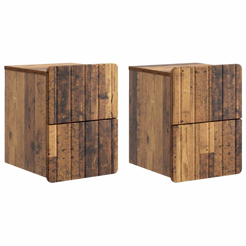 Wisząca Szafka Nocna 2 pcs Stare drewno 33 x 34,5 x 43 cm