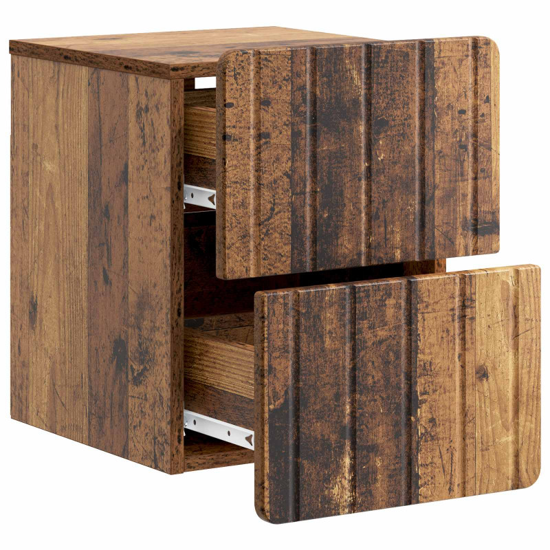 Wisząca Szafka Nocna 2 pcs Stare drewno 33 x 34,5 x 43 cm