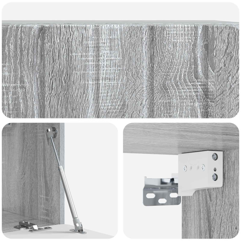 Szafka RTV montowana na ścianie Szary Sonoma 59,5 x 31 x 30 cm