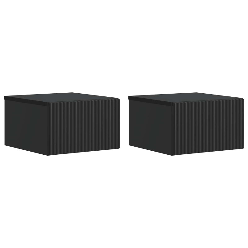Wisząca Szafka Nocna z szufladą 2 pcs Czarny 33 x 34,5 x 20 cm
