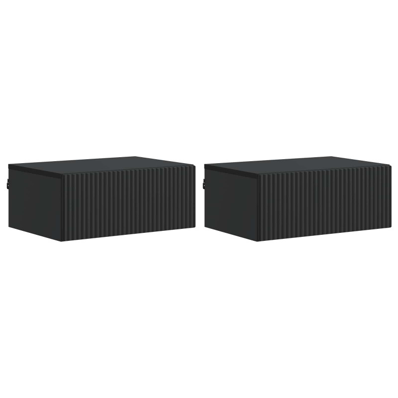 Wisząca Szafka Nocna z szufladą 2 pcs Czarny 49 x 34,5 x 20 cm