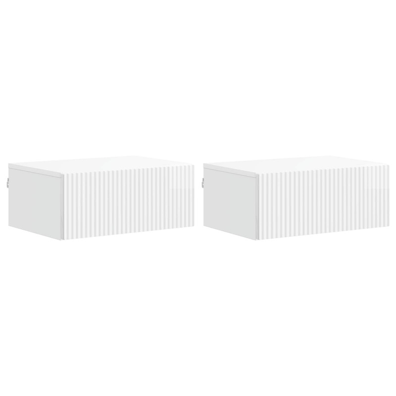 Wisząca Szafka Nocna z szufladą 2 pcs Biały wysoki połysk