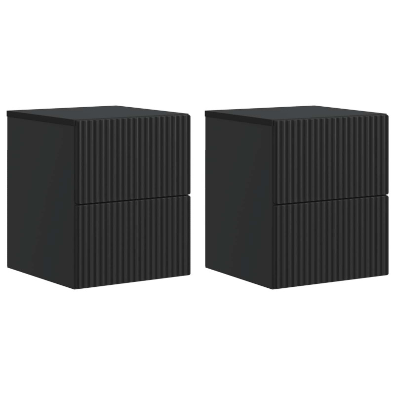 Wisząca Szafka Nocna z szufladą 2 pcs Czarny 33 x 34,5 x 40 cm
