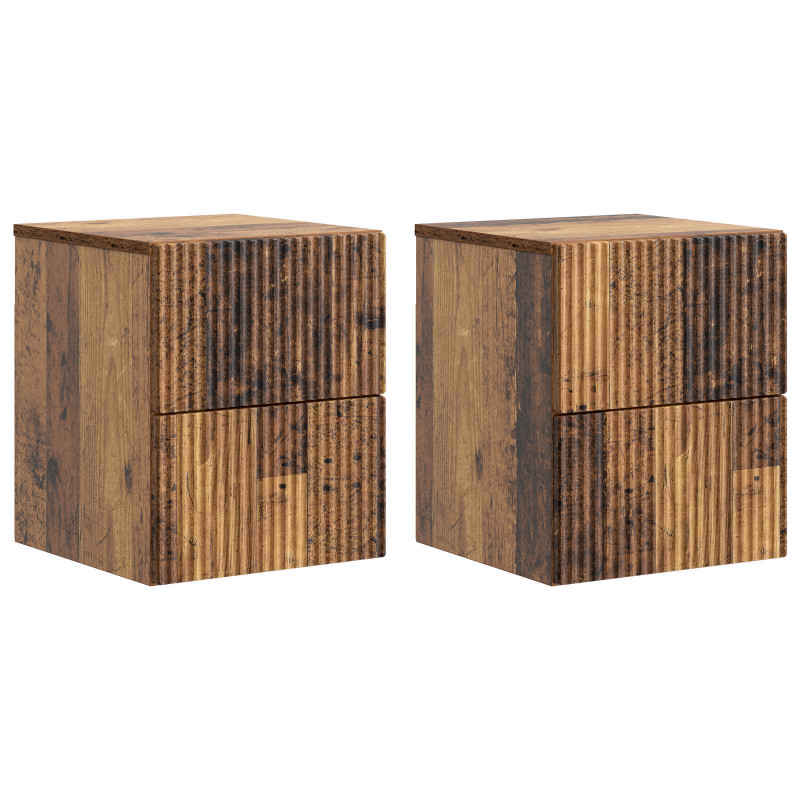 Wisząca Szafka Nocna 2 pcs Stare drewno 33 x 34,5 x 40 cm
