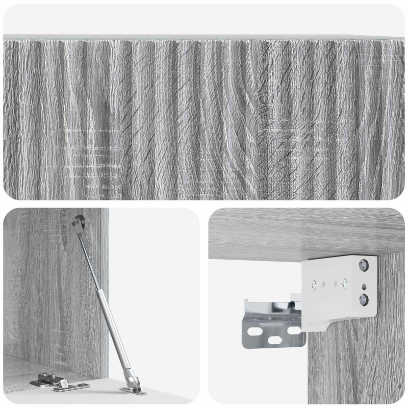 Szafka RTV montowana na ścianie Szary Sonoma 59,5 x 41 x 30 cm