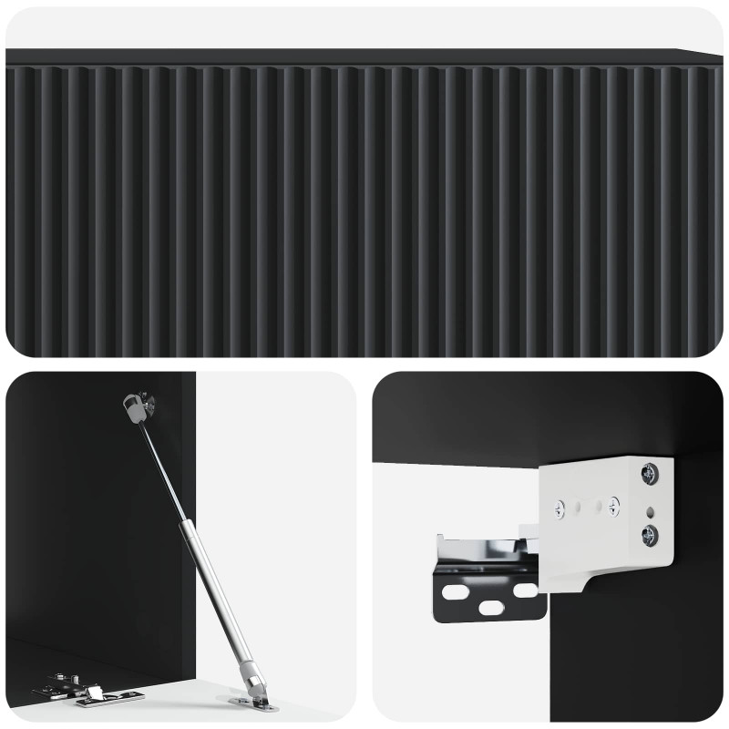 Szafka RTV montowana na ścianie Czarny 98 x 41 x 30 cm