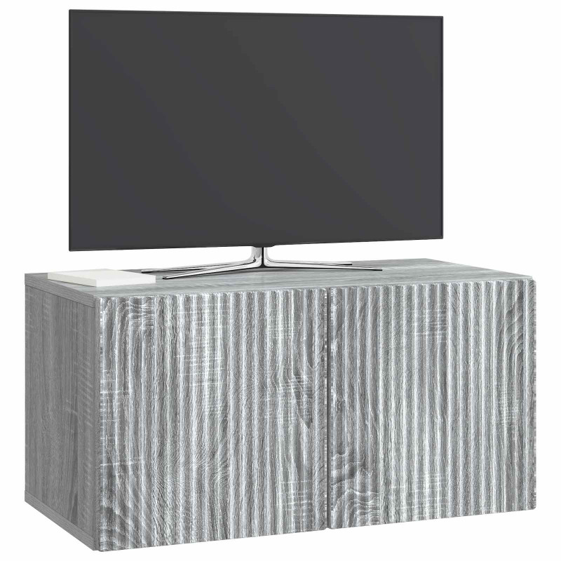 Szafka RTV montowana na ścianie Szary Sonoma 59,5 x 31 x 30 cm