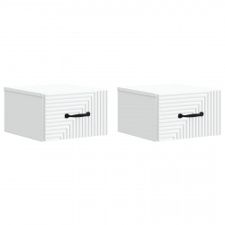 Wisząca Szafka Nocna z szufladą 2 pcs Biały 34,5 x 33 x 20 cm