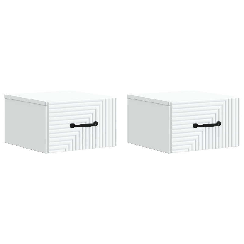 Wisząca Szafka Nocna z szufladą 2 pcs Biały 34,5 x 33 x 20 cm