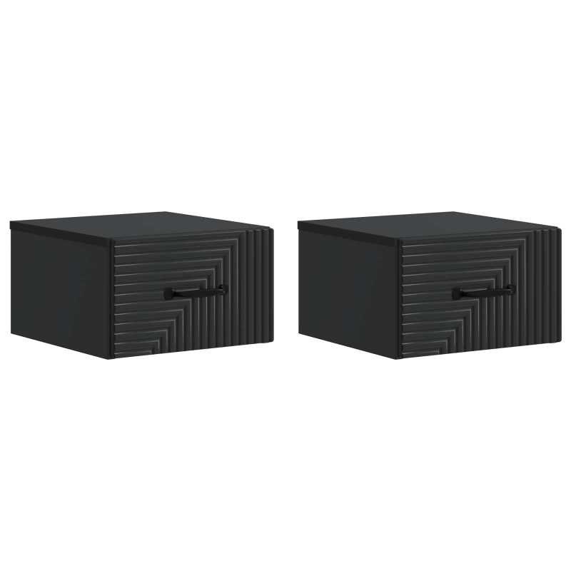 Wisząca Szafka Nocna z szufladą 2 pcs Czarny 34,5 x 33 x 20 cm