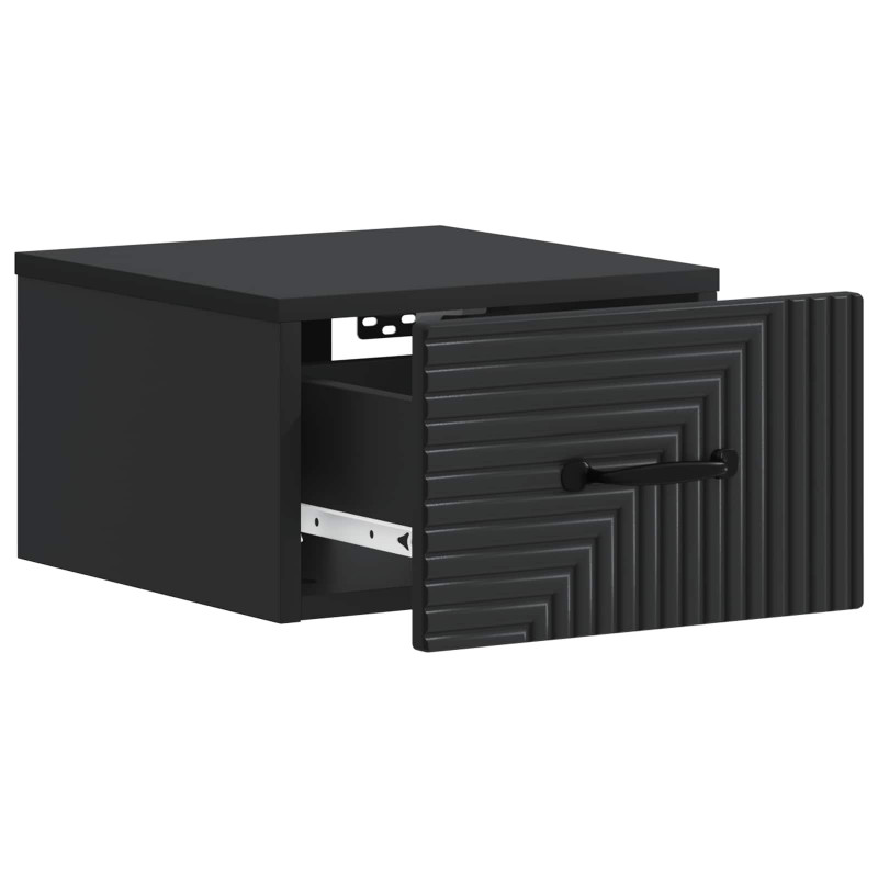 Wisząca Szafka Nocna z szufladą 2 pcs Czarny 34,5 x 33 x 20 cm
