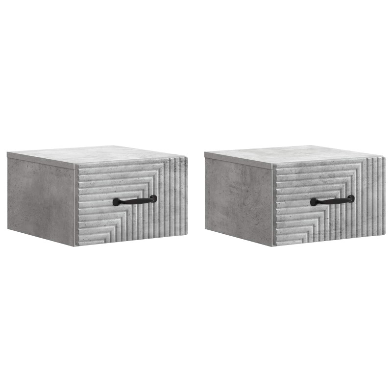 Wisząca Szafka Nocna 2 pcs Betonowy szary 34,5 x 33 x 20 cm