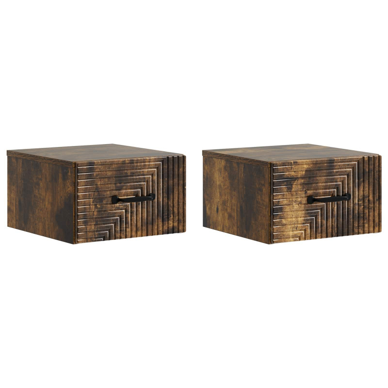 Wisząca Szafka Nocna 2 pcs Dąb wędzony 34,5 x 33 x 20 cm
