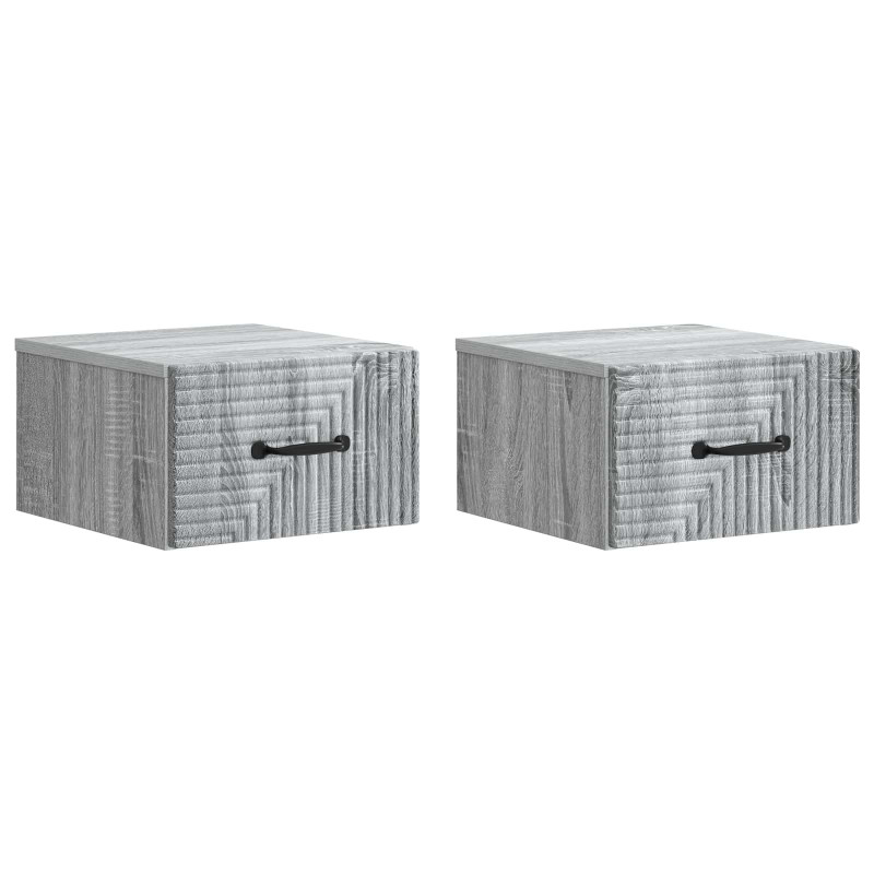 Wisząca Szafka Nocna 2 pcs Szary Sonoma 34,5 x 33 x 20 cm