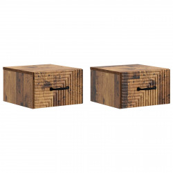 Wisząca Szafka Nocna 2 pcs Stare drewno 34,5 x 33 x 20 cm