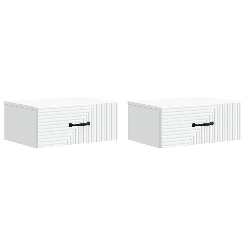 Wisząca Szafka Nocna z szufladą 2 pcs Biały 49 x 34,5 x 20 cm