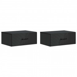 Wisząca Szafka Nocna z szufladą 2 pcs Czarny 49 x 34,5 x 20 cm