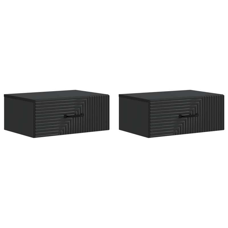 Wisząca Szafka Nocna z szufladą 2 pcs Czarny 49 x 34,5 x 20 cm