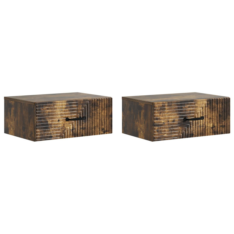 Wisząca Szafka Nocna 2 pcs Dąb wędzony 49 x 34,5 x 20 cm