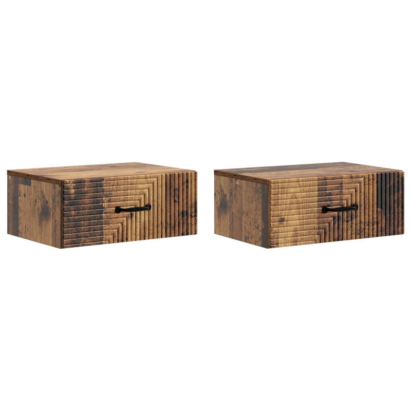 Wisząca Szafka Nocna 2 pcs Stare drewno 49 x 34,5 x 20 cm