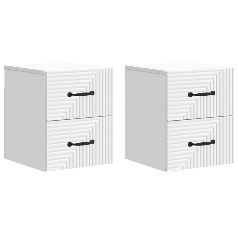 Wisząca Szafka Nocna z szufladą 2 pcs Biały 34,5 x 33 x 40 cm