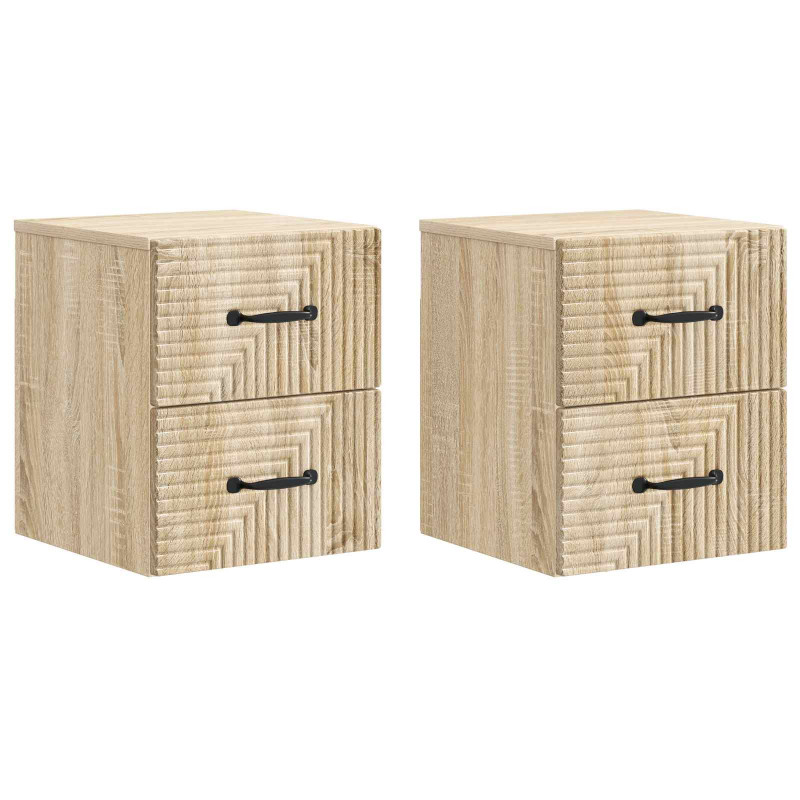 Wisząca Szafka Nocna 2 pcs dąb Sonoma 34,5 x 33 x 40 cm