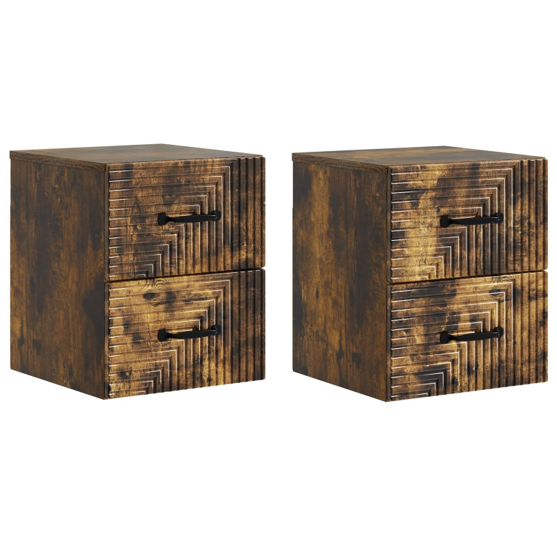 Wisząca Szafka Nocna 2 pcs Dąb wędzony 34,5 x 33 x 40 cm