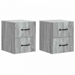Wisząca Szafka Nocna 2 pcs Szary Sonoma 34,5 x 33 x 40 cm