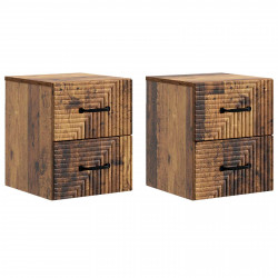Wisząca Szafka Nocna 2 pcs Stare drewno 34,5 x 33 x 40 cm
