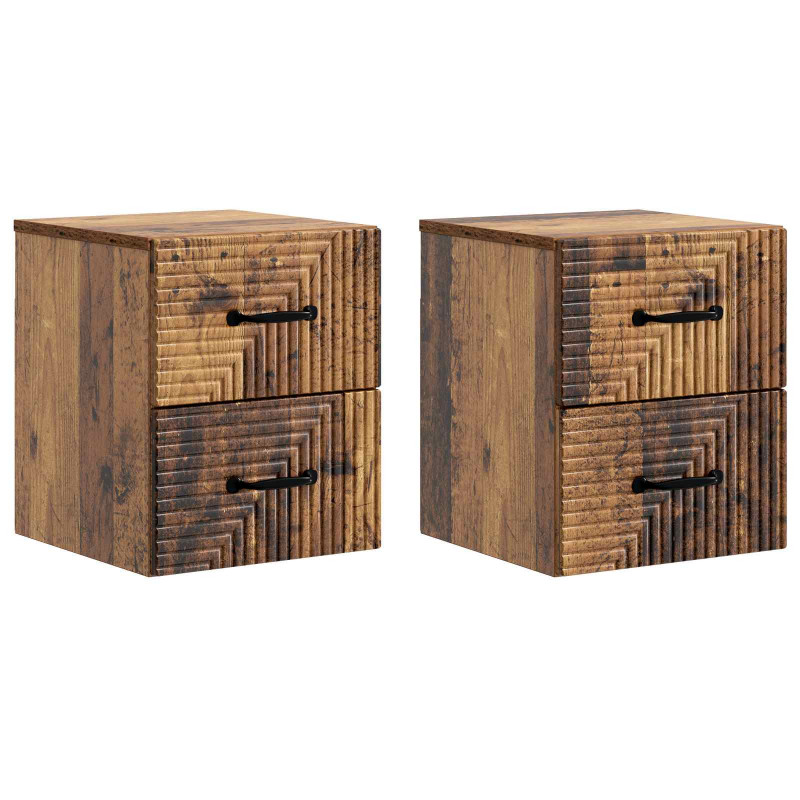 Wisząca Szafka Nocna 2 pcs Stare drewno 34,5 x 33 x 40 cm