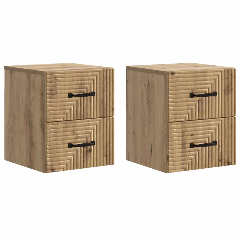 Wisząca Szafka Nocna 2 pcs Dąb artisan 34,5 x 33 x 40 cm