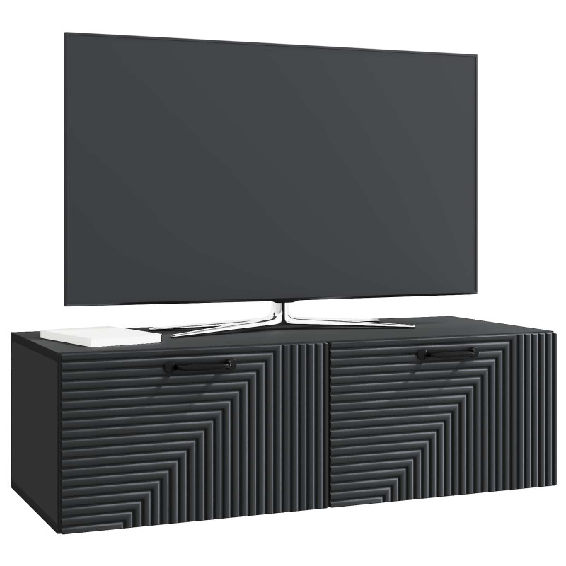 Szafka RTV montowana na ścianie Czarny 98 x 41 x 30 cm