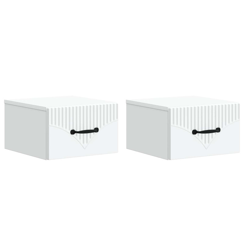 Wisząca Szafka Nocna z szufladą 2 pcs Biały 34,5 x 33 x 20 cm