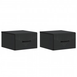Wisząca Szafka Nocna z szufladą 2 pcs Czarny 34,5 x 33 x 20 cm