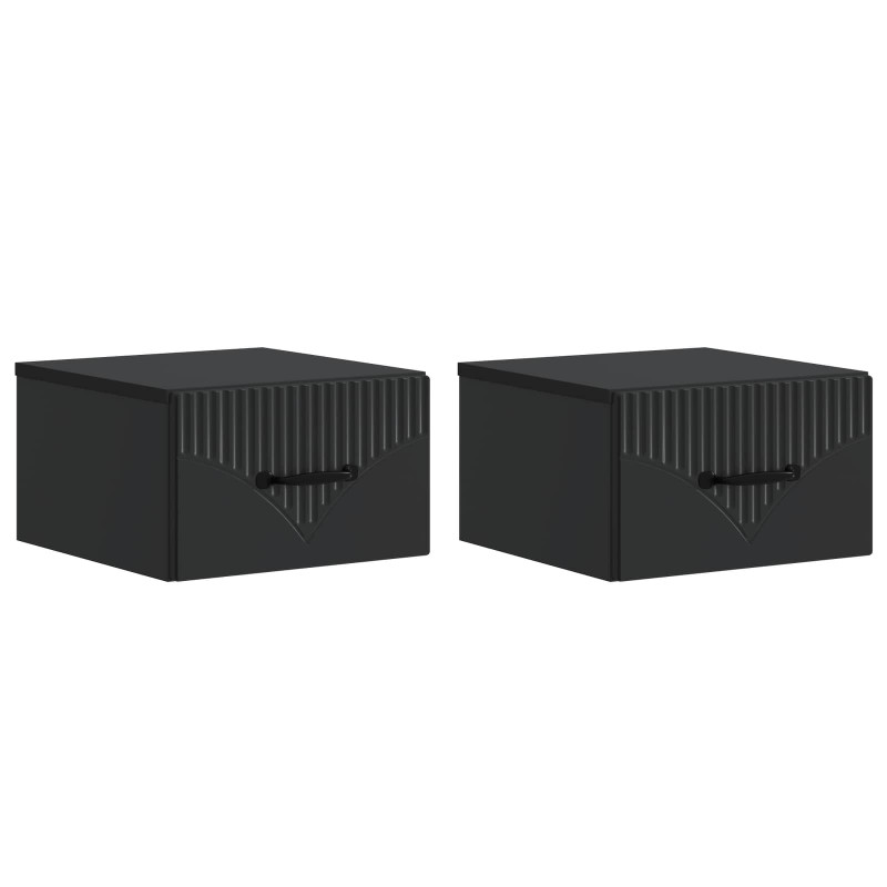 Wisząca Szafka Nocna z szufladą 2 pcs Czarny 34,5 x 33 x 20 cm