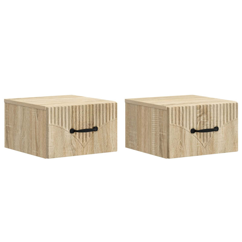 Wisząca Szafka Nocna 2 pcs dąb Sonoma 34,5 x 33 x 20 cm